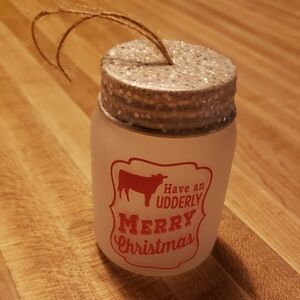 Udderly Merry Christmas Glass Ornament 🐄